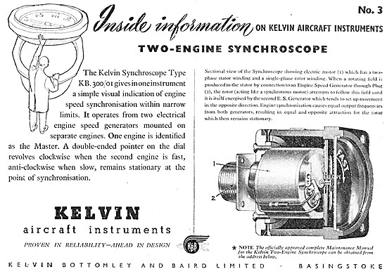 KBB Kelvin Aircraft Instruments - Kelvin Two Engine Synchroscope 