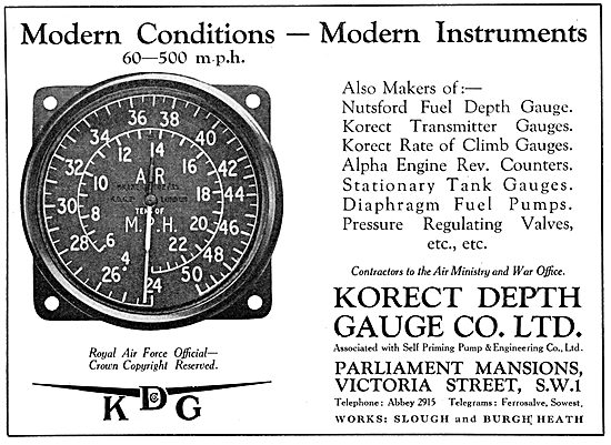 KDG - Aircraft Instruments. ASI 1937                             