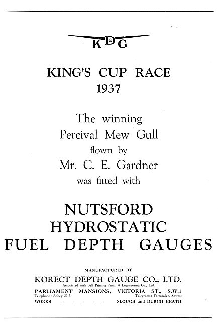 KDG Nutsford Hydrostatic Fuel Depth Gauge 1937                   