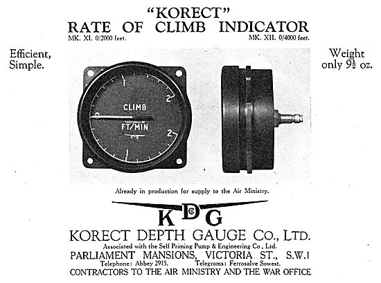KDG - Korect Aircraft Instruments. Rate Of Climb Indicator       