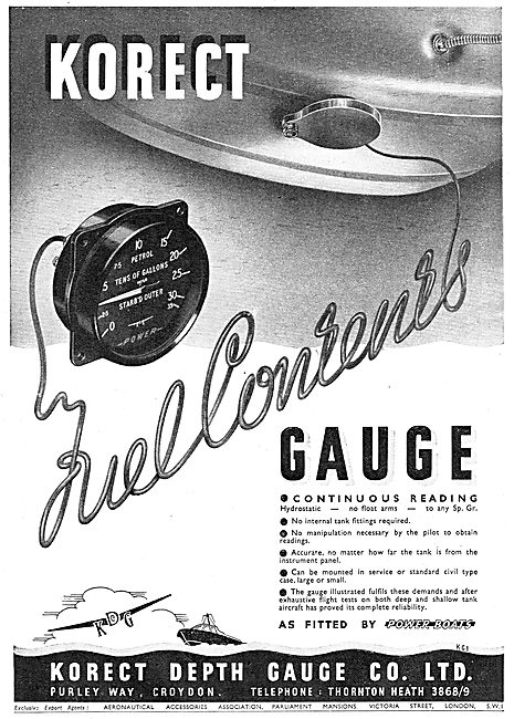 KDG - Korect Continuous Reading Aircraft Fuel Contents Gauges    