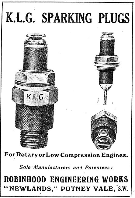 KLG Sparking Plugs For Rotary Or Low Compression Aero Engines    