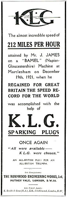 KLG Sparking Plugs - 212 MPH Napier Gloster                      