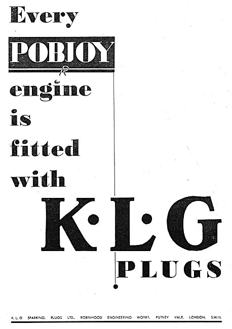 Every Pobjoy Engine Is Fitted With KLG Sparking Plugs            