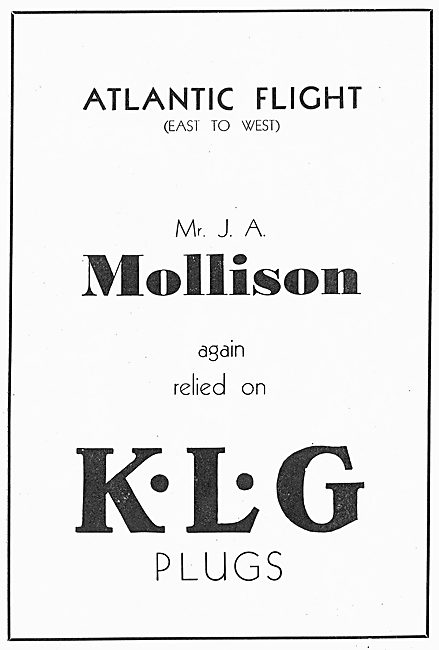 Mollison's East To West Atlantic Flight Used KLG Sparking Plugs  