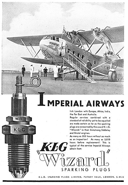 KLG Aircraft Sparking Plugs : Imperial Airways Horatius          