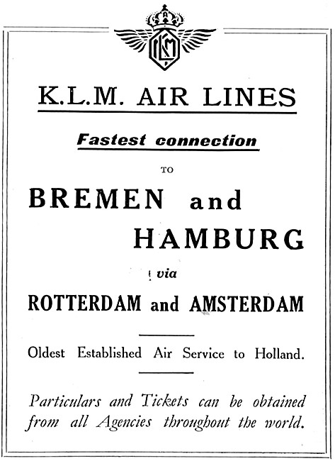 KLM Royal Dutch Air Lines 1925                                   