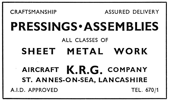 KRG Aircraft Company. Aeronautical Engineers. Pressings          