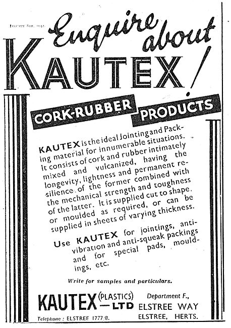 Kautex Cork Rubber Products For The Aircraft Industry            