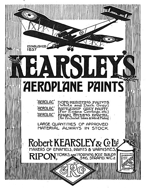 Robert Kearsley & Co. Makers Of Aeroplane Paints & Varnishes     