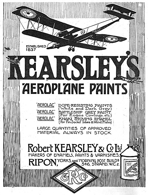 Robert Kearsley Aeroplane Paints & Varnishes                     