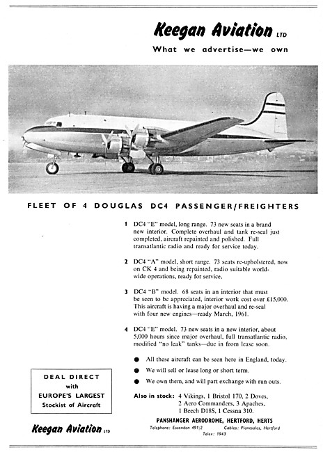 Keegan Aviation Aircraft Sales 1960                              