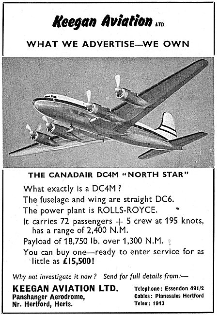 Keegan Aviation: Sales: Canadair DC4M 