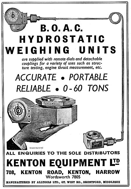 Kenton Equipment BOAC Hydrostatic Weighing Units For Aircraft    