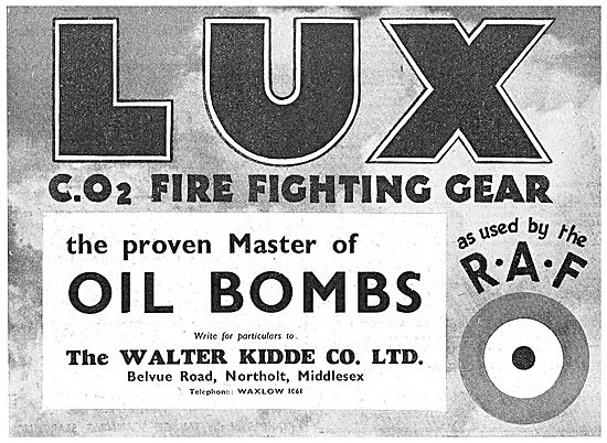 Walter Kidde LUX CO2 Fire Fighting Equipment - Fight Oil Bombs   