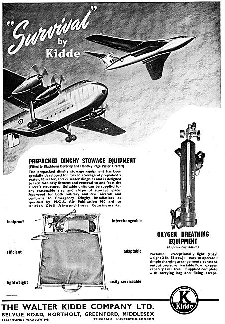 Walter Kidde Prepacked Dinghy Stowage Equipment For Aircraft     