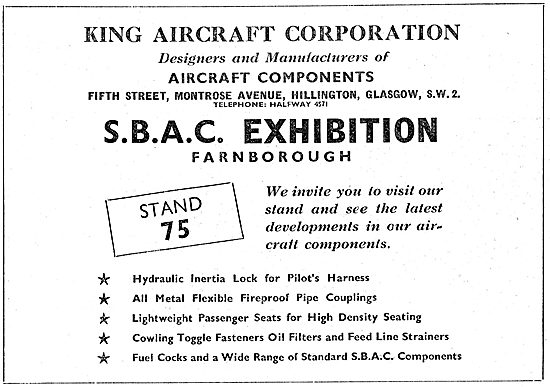 King Aircraft Corporation 1949 - Standard Parts For Aircraft     