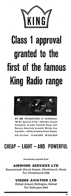 King Aircraft Radios - Class 1 Approved. KY90 Transceiver        