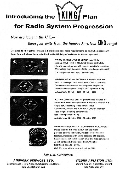 King Aircraft Radio/Nav Sytems: KY-90E, KR-40 & KX-100           