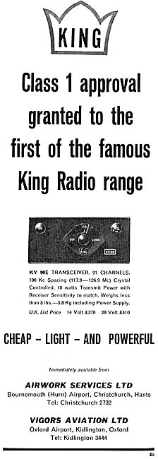 King Aircraft Nav/Comm Systems: Class 1 Approved: Airwork        