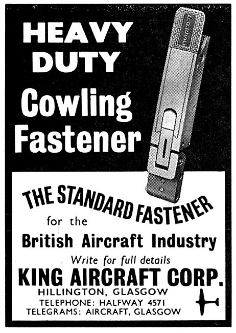 King Aircraft Corporation. Cowling Fasteners                     