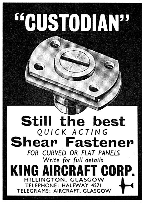 King Aircraft Corporation. CUSTODIAN Shear Fasteners             