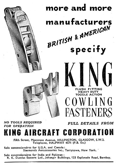 King Aircraft Corporation - King Toggle Action Cowling Fasteners 