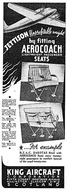 King Aircraft Corporation Aerocoach Passenger Seats              