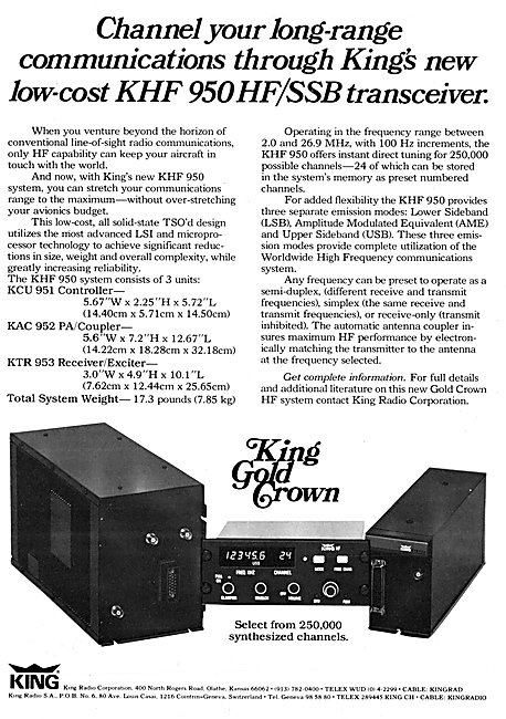 King Gold Crown Avionics - King KHF 950 HF/SSB                   