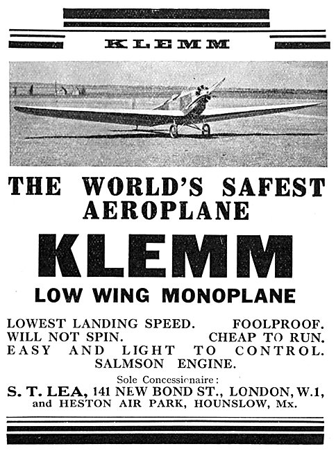 Klemm Low Wing Monoplane 1930                                    