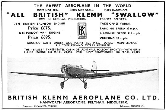 British Klemm Swallow                                            
