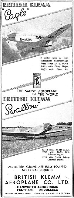 British Klemm Eagle : British Klemm Swallow - Salmson - Pobjoy   