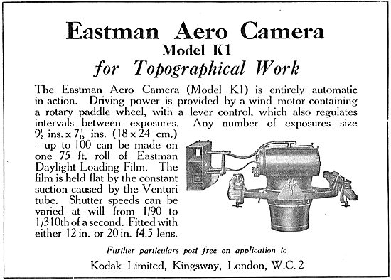 Kodak Eastman Aero Camera Model K1 For Topographical Work        