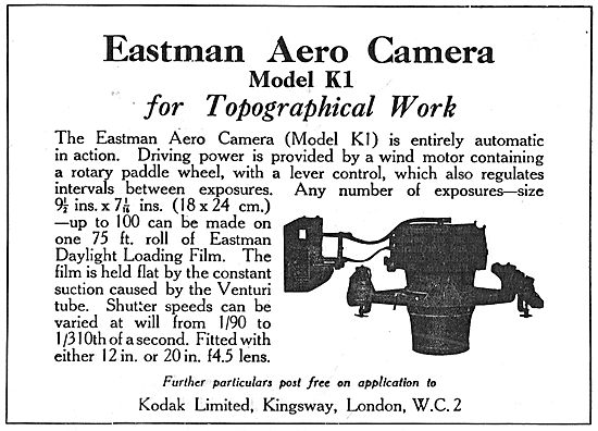 Kodak Eastman Aero Camera Model K1 For Topographical Work        