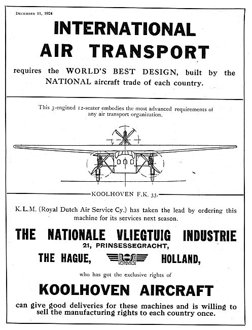 Koolhoven FK33 Aircraft                                          