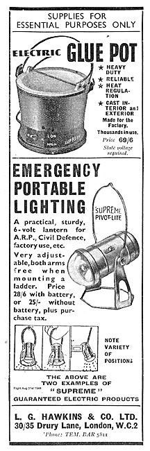 L G Hawkins Electric Glue Pot & Emergency Portable Lighting      