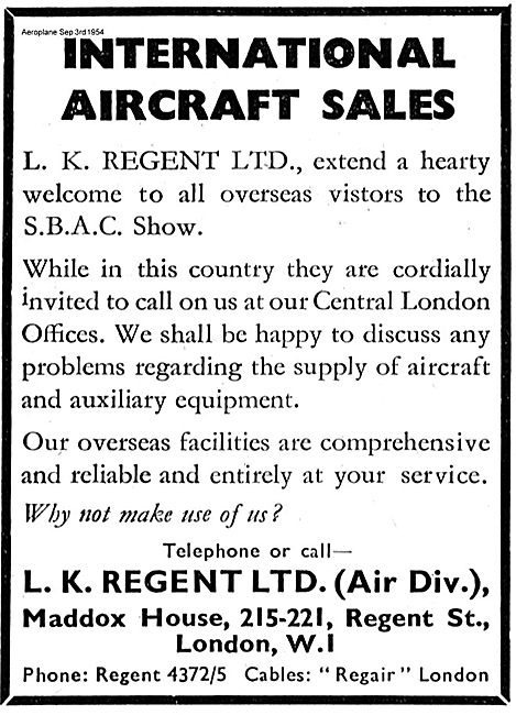 L.K. Regent Ltd  International Aircraft Sales                    