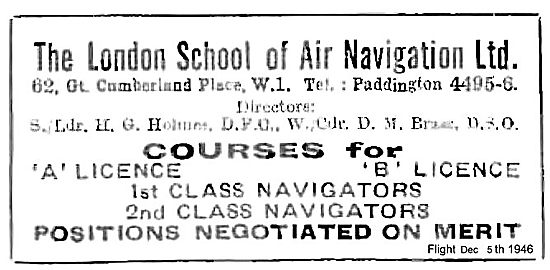 The London School Of Air Navigation. Courses For A Licence       