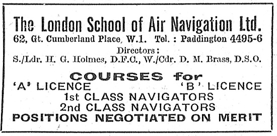 The London School Of Air Navigation Ltd Postal Courses 1947      