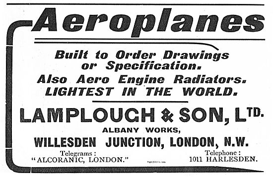 Lamplough & Son: Aeroplanes & Aeroplane Engines Constructed      