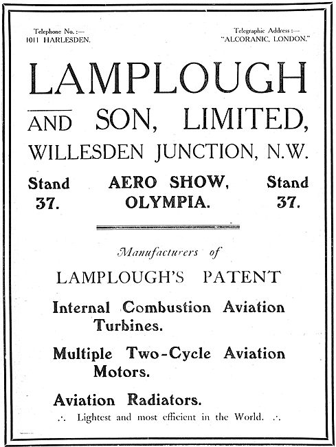 Lamplough & Son Ltd Manufacturers Of Aviation Engines & Radiators