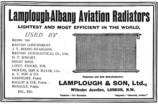 Lamplough-Albany Aviation Radiators - List Of Users              