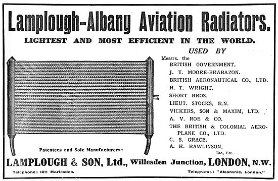 Lamplough-Albany Aviation Radiators. Light & Efficient.          