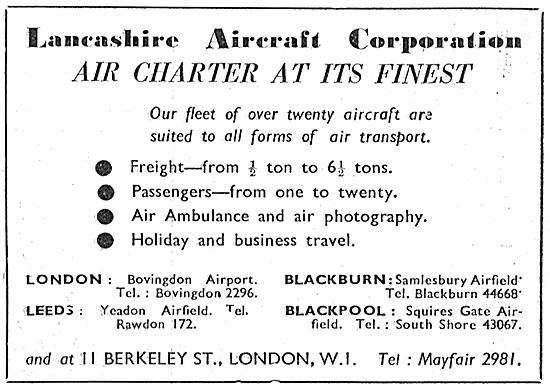 Lancashire Aircraft Corporation Aircraft Charter                 
