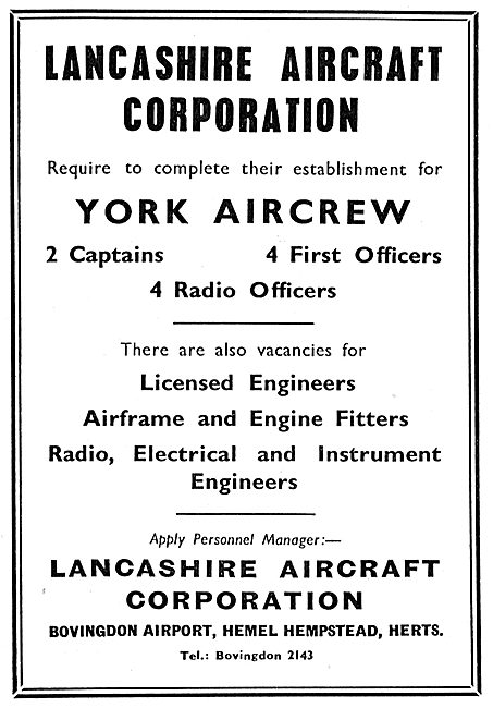 Lancashire Aircraft Corporation Bovingdon - York Aircrew         