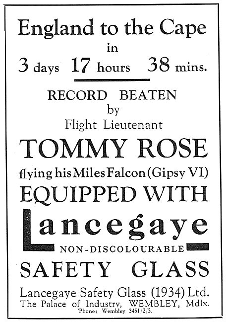 Lancegaye Safety Glass - Aircraft Windshields                    