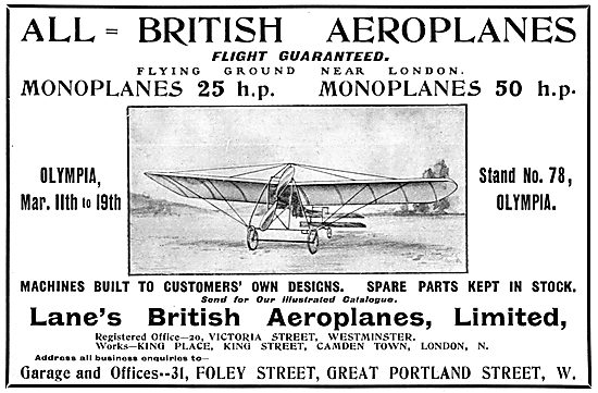 Lanes British Aeroplanes                                         