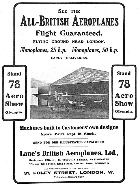 Lanes British Aeroplanes - Monoplanes & Biplanes 25-50 HP        