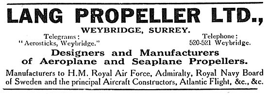 Lang Propeller Ltd. Weybridge Surrey                             