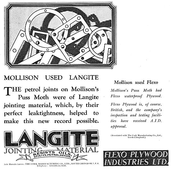 Mollison's Puss Moth Used Langite For Petrol Joints              